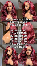 13x4 transparent lace body wave #99J